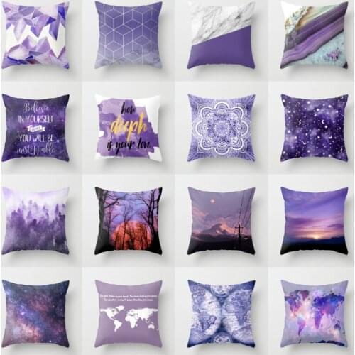 Pillowcase Cushion Nordic Sofa Plush Pillow Purple Pattern Cushion Office Siesta Pillow Cushion Living Room Decoration
