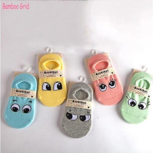 New Fashion 5 Pairs / Lot Childrens Socks For Boys Girls Short Sock 1- 9 Year Cartoon Eyes Small Boat Socks Baby Socks