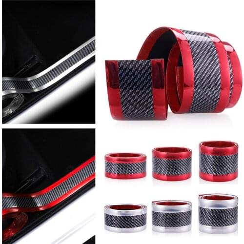 New 2.5m/98inch DIY Car Door Sticker 4D Carbon Fiber Rubber Sill Protector Edge Guard High Quality Anti-Scratch Beautiful#295837