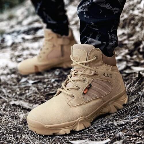 2021 New Winter Mens Military Boots Special Forces Desert Tactical Boots Outdoor Non-Slip Ankle Boots Leather Safety Work Boots