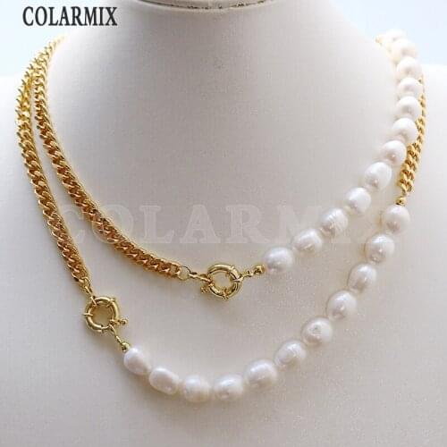 5 strands necklace pearl necklace With gold chain necklace for women big chain necklace 9745