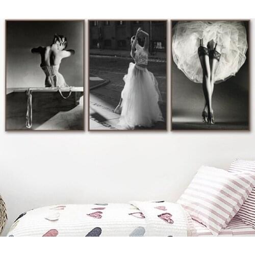 Ballet Dance Poster Prints Picture Black and White Nordic Girl Portrait Wall Art Pictures Home Decor Canvas Painting Unframed