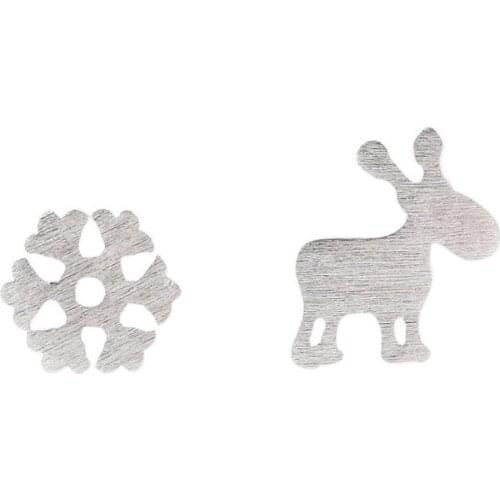 SHELA Asymmetric Stud Earrings Christmas Deer snowflake for Women 100% S925 SterlingSilver