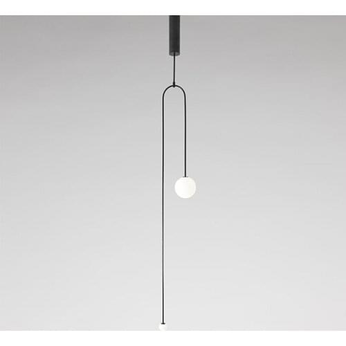 Nordic Minimalist Glass Pendant Lamp Modern Black Line Art Led Pendant Lights Bar Cafe Bedroom Kitchen Hanging Lighting Fixtures