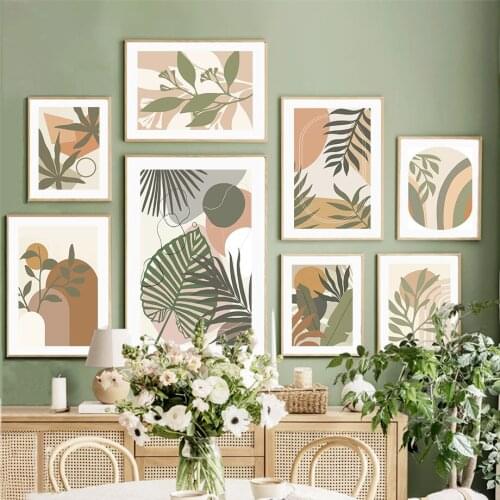 Modern Abstract Leaf Monstera Sun Minimalist Wall Art Canvas Painting Nordic Posters Prints Wall Pictures For Living Room Decor