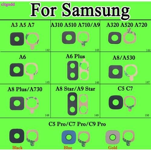 For Samsung Galaxy C5 C5000 C7 C7000 C9 Pro A3 A6 A7 A8 Star A9 Plus A310 A730 Rear Back Camera Glass Lens Cover with Adhesive