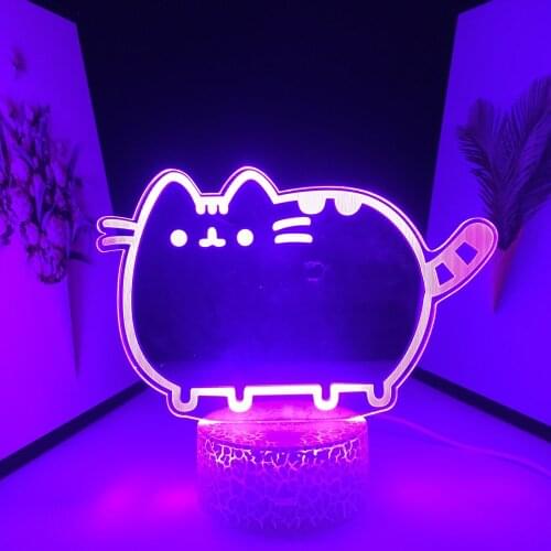 Anime Cute Fat Cat LED Night Light Manga Acrylic Room Table Light for Child Bedroom Decoration Kids Birthday Gift Nightlight
