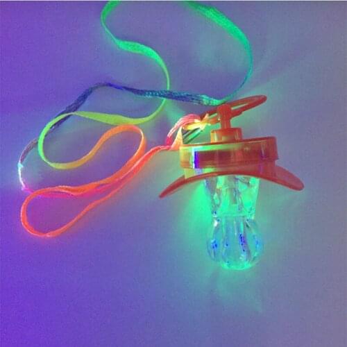 15pcs/lot led pacifier whistle light necklaces nipple pacifier whistle flashing kids toy for Christmas Bar party supplies