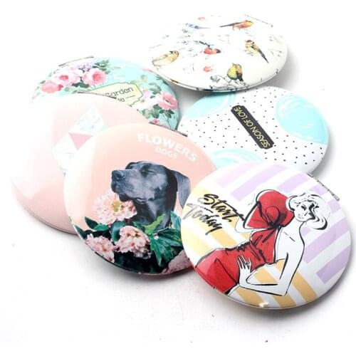 1Pc Cute Round Cartoon Mini Portable Circular Hand Mirror Pocket Portable Makeup Tool