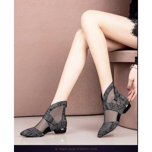 2021 Women Summer Cusp sandals Fashion plaid sandals Summer Short boots size 40