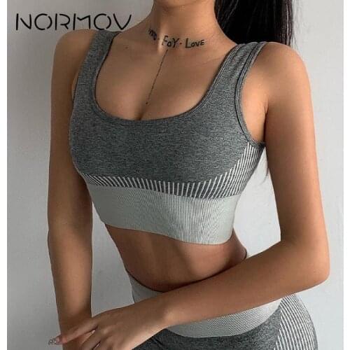 NORMOV Womens Seamless Sports Bra Padded Push Up Workout Yoga Bra Running Yoga Top Breathable Sports Shirt
