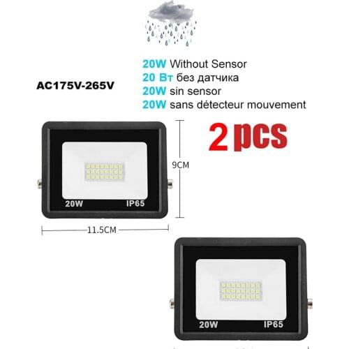 2 pcs 220V 10-100W LED FloodLight Spotlight Exterior Street wall reflector Lamp Led Light PIR Motion Sensor LED Garden Light Sec