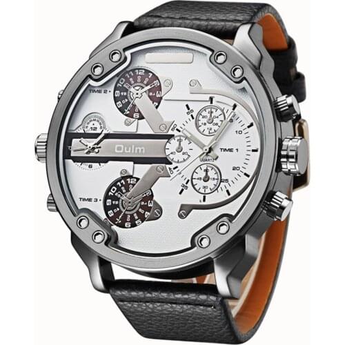 2018 Luxury Military Army Dual Time Quartz Large Dial Wrist Watch Oulm Watches Men Luxury Brand Perfect Gift relogio masculino