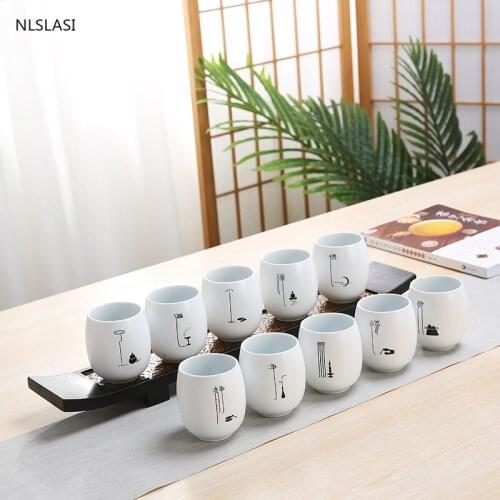 4 pcs/set Handmade Ceramic teacup Water Cup Coffee mugs Boutique tea bowl Single Cup Chinese Tea set accessories Drinkware 150ml