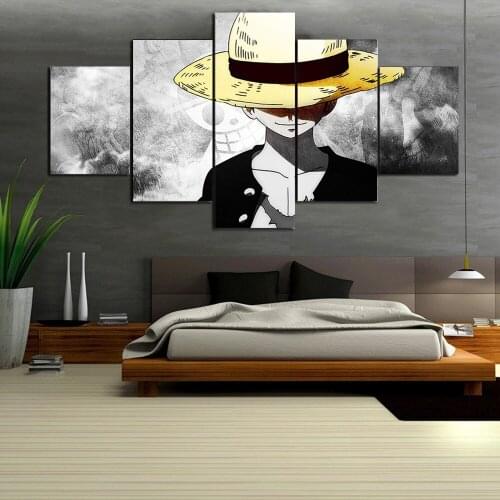 5 Pcs Japanese Anime Characters Picture Abstract Wall Art Canvas Paintings HD Cartoon Poster for Living Room Decor Home Decor