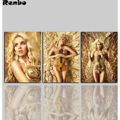 5d diamond embroidery beautiful woman diy diamond painting 3 pcs puzzle pictures mosaic square Rhinestones painting,home decor