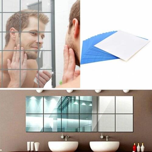 9Pcs Square Mirror Tile Wall Stickers Mosaic Room Makeup Decor 3D Adhesive