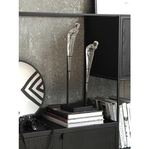 Home Decor Accessories Abstract Art Transparent Resin Bow Character Figurine With Black Metal Stand Room Ornament Objects Office