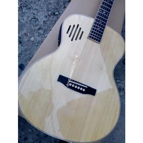 Free shipping all solid european ashwood guitar 14 frets custom soundhole electric acoustic guitar