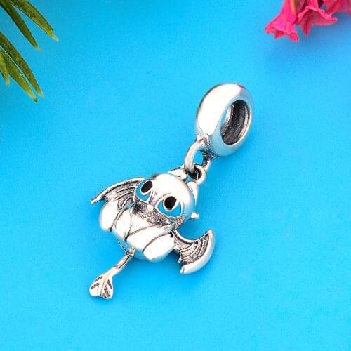 Animal Pendant Beads Real 925 Sterling Silver Bat Shape Dangle Charm Fit Original Charm Bracelet Necklace Jewelry Making 2021