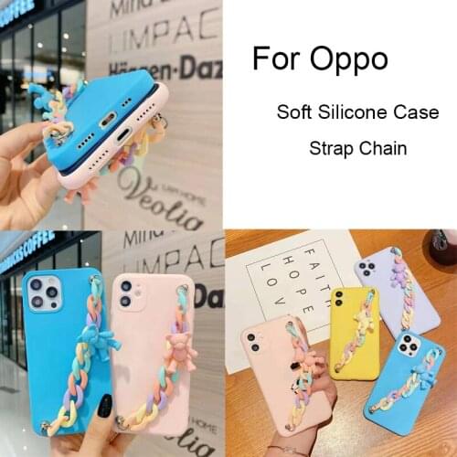 Cute Candy Strap Chain Case For Oppo RENO 2Z 2 2F Z 4SE 4 3 PRO FIND X2 NEO R17 K7 R15 R11S R9S R11 F1 PLUS R9 A32 A53 A53S Case