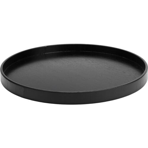 27CM Wooden Round Black Anti-Slip Tea Tray Serving Table For Home Office Hotel Restaurant Fast Food Restaurant