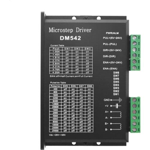 DM542 Stepper Motor Controller 2-phase Digital Stepper Motor Driver 18-48 VDC Max. 4.2A for 57 86 Series Motor