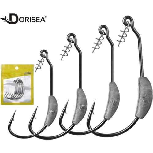 DORISEA 5pcs Exposed Lead Jig Head Barbed Wide Gap Fishing Hook 2g 3g 5g 7g