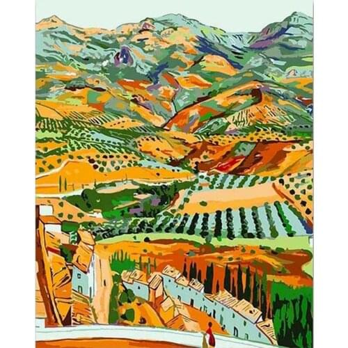 GATYZTORY Frame open land DIY Painting By Numbers Landscape Wall Art Picture Drawing On Canvas For Living Room Home Decor