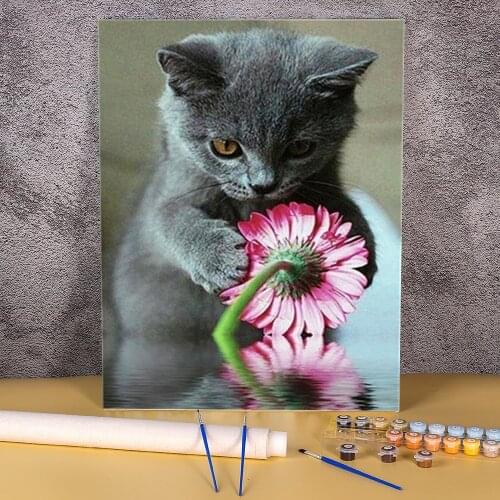 Cat Animal DIY Paint By Numbers Complete Kit Acrylic Paints 50*70 Canvas Painting Decorative Paintings Kids Wholesale