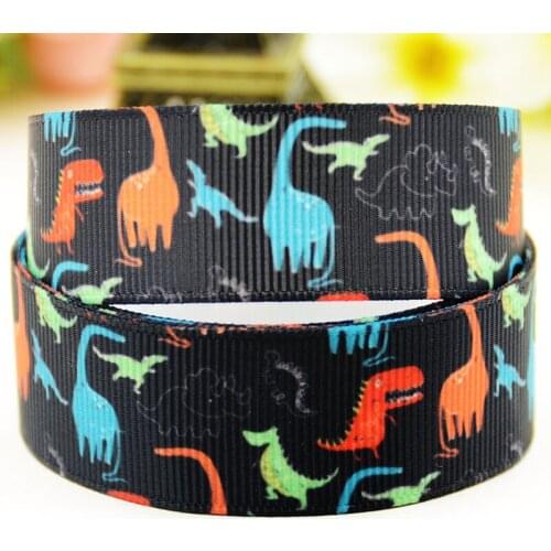 22mm 25mm 38mm 75mm Dinosaurs Cartoon pattern printed Grosgrain Ribbon party decoration 10 Yards X-04108
