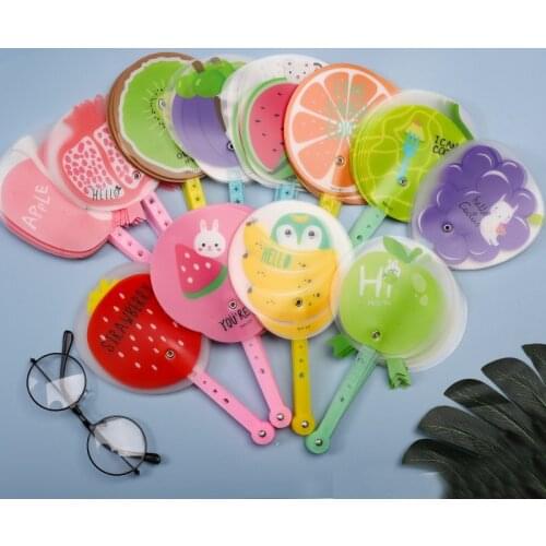 Summer Supplies Cartoon Animal Cute Fruit Hand Fans Portable Children Students Gift Folding Fan Circular Plastic