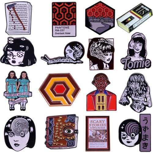 BG067 Dongmanli Horror Movies Pins Metal Enamel Pins and Brooches for Lapel Pin Backpack Bags Badges Collection Halloween Gifts