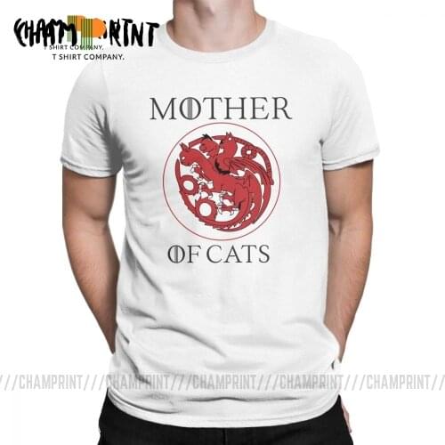 Mother Of Cats Mens T Shirts Novelty Cotton Short Sleeve Tee Shirt O Neck T-Shirt Funny Graphic Clothes Plus Size Tops