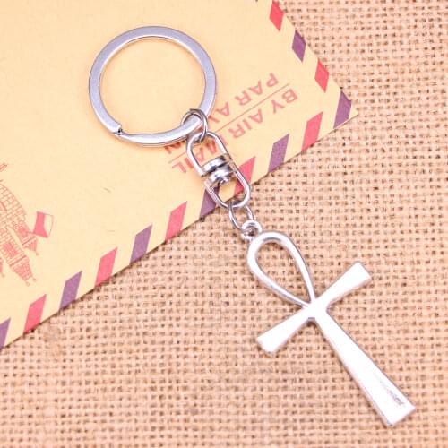 New Fashion Keychain 52x28mm cross egyptian ankh life symbol Pendants DIY Men Jewelry Car Key Chain
