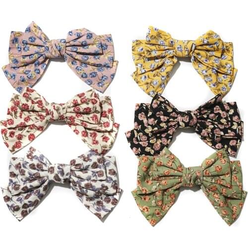 New fashion Boutique All-match beautiful Cloth Flower big bow hairpin Spring clip Barrettes Women girl hair accessories Headwear