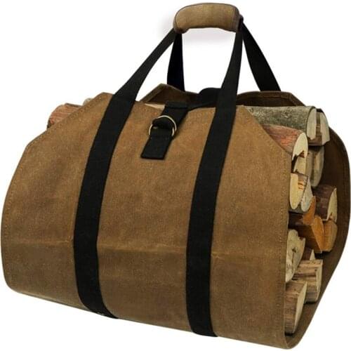 New Fireplace Carrier Waxed Firewood Canvas Log Carrier Tote Bag Outdoor Log Tote Large Wood Carrying Bag with Handles