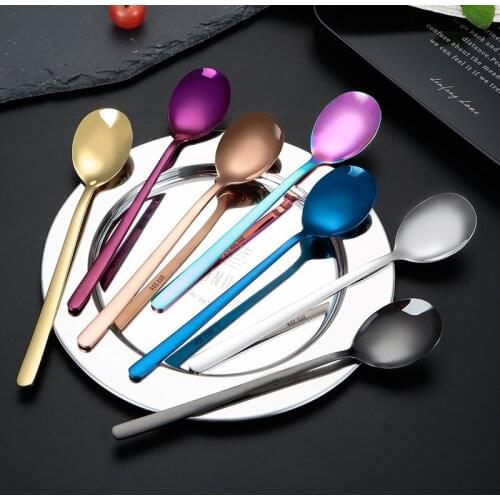 New style 304 stainless steel Korean spoon portable tableware spoon Creative coffee dessert spoon Western restaurant hotel spoon