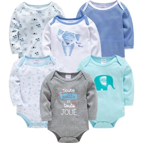 Unisex Newborn Clothes Cartoon Rompers Cotton Roupa De Bebe 3 6PCS Full Sleeve One Piece Toddler Boy Autumn Spring Baby Clothing