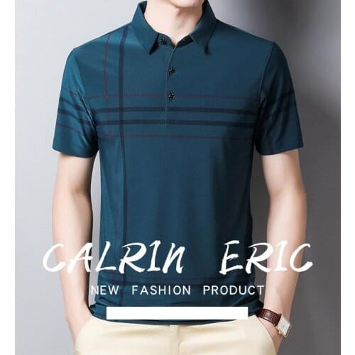 Summer 2021 Mens Business Polo Shirt Top Stand Collar Short Sleeve Simple Fashion Summer Comfortable Breathable