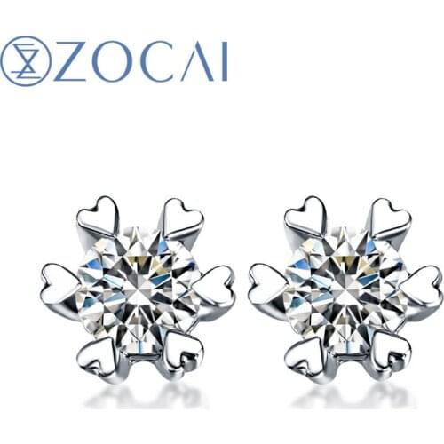 ZOCAI CLASSIC SERIES 100% natural diamond 0.38 ct H / SI Platinum PT950 diamond Stud earrings E00026