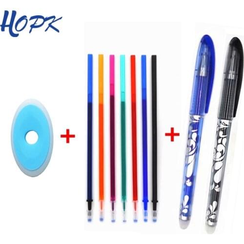 Erasable Pen Set 0.5mm Blue Black Color Ink Ballpoint Pens Washable handle for School Office Stationery Supplies Exam Spare