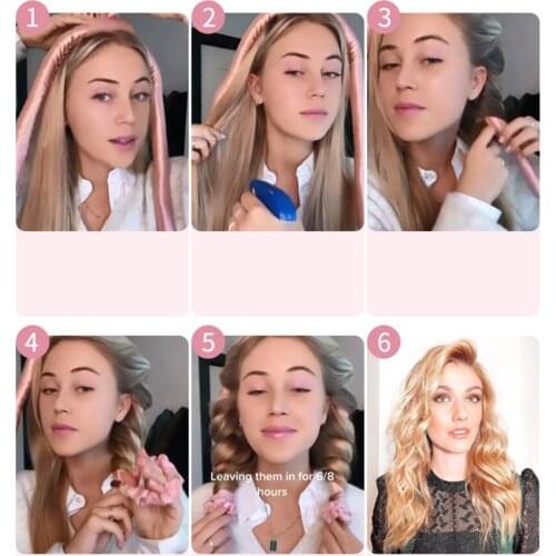 Heatless Hair Curlers for Long Hair to Sleep in Overnight No Heat Curls Headband Rollers Curling DIY Styling Tools