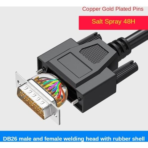 Solid Pin DB26 Connector Male and Female 3-row 26 Pin Plug Serial Port Head 26 Pin Outer Film Sealing Shell