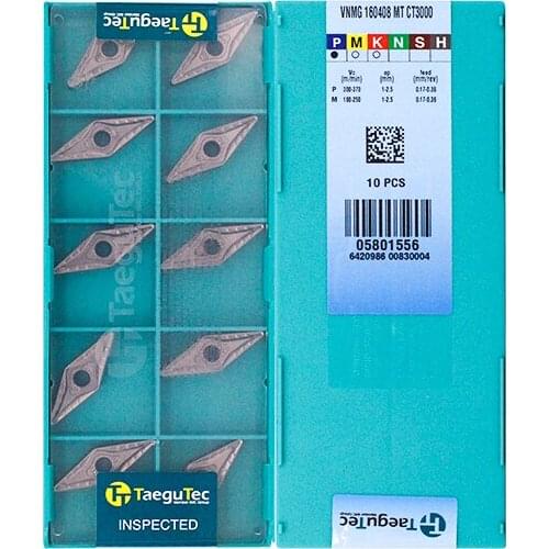 VNMG160408-MT CT3000 Original Taegutac Carbide Inserts Turning Inserts Lathe Tools 10Pcs/Lot