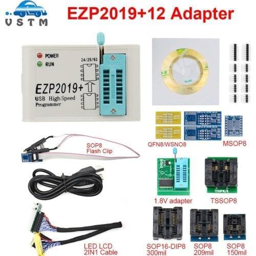EZP2019 high-speed USB SPI Programmer support24 25 93 EEPROM 25 flash bios chip EZP2019 eprom usb programmer with 5 adpaters