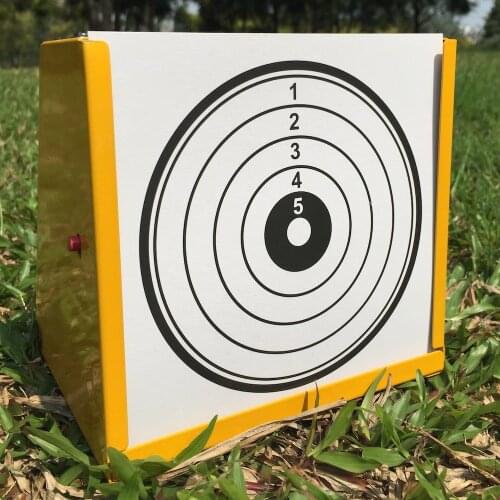 Yellow Pellet Trap with 2 Red Built-in Spinner Targets+20 Five-rings Paper Targets-5.50“*5.50