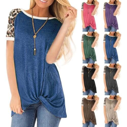 Woman Tshirts 2021 New Hot Style Europe Round Collar Kink Female Leopard Print Short Sleeve Harajuku T Shirt Women BX20002