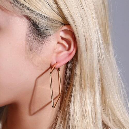 Gold Silver Color Square Earing Creative Square Hoop Earrings For Women New Metal Earing Geometric Earrings Jewelry A107