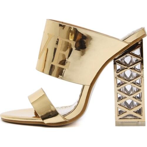 Fashion Women Summer Sandals Slippers Thick Heel Sandals Flip Flop Crystal Hollow High Women Shoes Size us4-us9.5